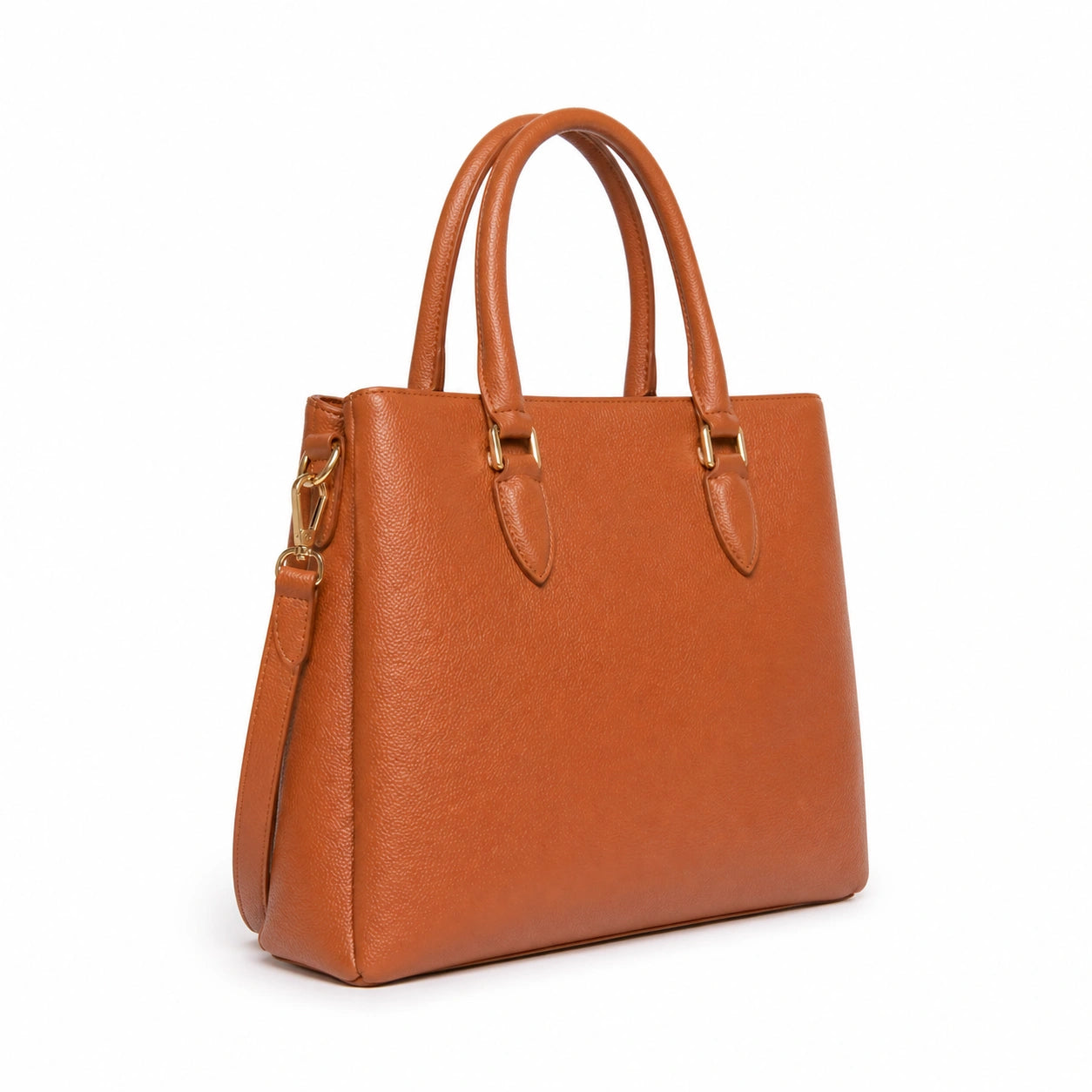 Rocketcitybags Structured Faux Leather Handbag Brown